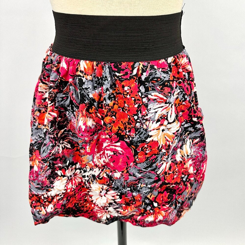Vintage 1990s Flowered  Skirt | Elastic Waist | Short | Stargazer | Pockets